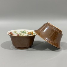 Un par de tazas mariposa porcelana rosa familiar pintura hecha a mano arte coleccionable