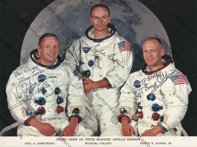 Neil Armstrong Buzz Aldrin & M.Collins Apollo II Nachdruck Foto Signiert 11 '' X8