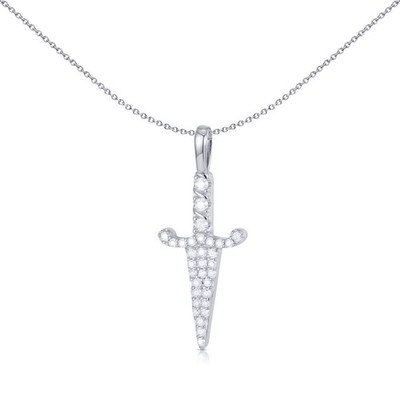 Herren Silber Jewelco London Rund CZ Zeremonieller Dolch Charm Anhänger