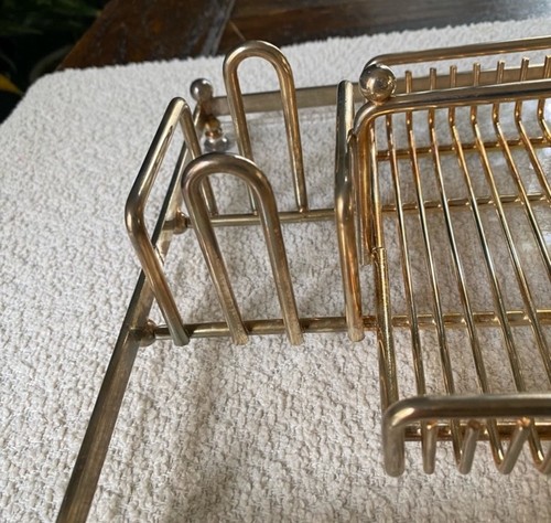 Vintage MCM Lucite And Gold Brass Finish Buffet Caddy - Flatware Organizer - Picture 4 of 11