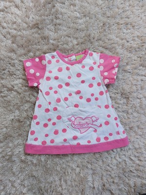 Baby Mädchen Enrico Coveri 6-9 Monate Kleid Rosa Weiß Herz Sommer 
