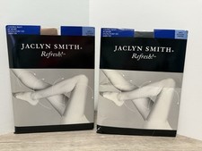 Lot Of 2 Jaclyn Smith Refresh Control Pantyhose Size D Off Black  Soft Beige