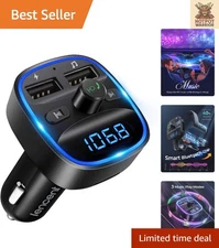 Bluetooth FM Transmitter for Cars with Dual USB Charger & Hands-Free Calling