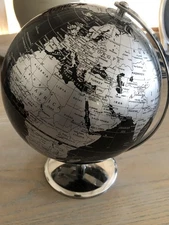 ANNOVA World Globe Black and Silver 10” tall 8” Diameter Modern Desktop