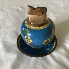 Vintage Cloisonné  Evans Table Lighter With Saucer