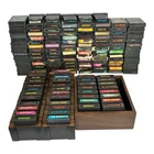 Atari 2600 Huge 157 Game Cartridge Lot Untested w/ 2 Wooden Storage Holders