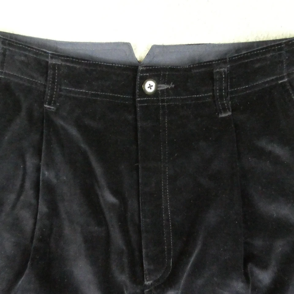 Pantalones Lizwear para mujer 14 negros algodón terciopelo tiro alto plisados cónicos cremallera mosca Foto 2 de 4