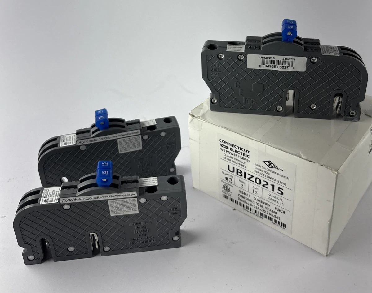 3x Connecticut Electric UBIZQ215 15 Amp 2 Pole Zinsco Q Type Replacement photo 2