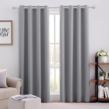 Blackout Curtains for Bedroom 52 X 84 Inch Long 2 Panels Set Light Grey/Gray ...