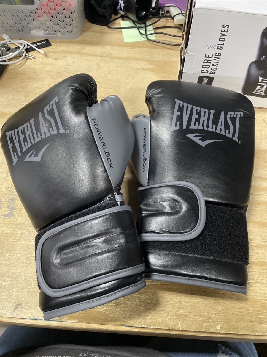 Everlast PowerLock 2 Training Gloves 16Oz Black Gray MMA Boxing