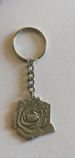 St Therese Of Lisieux Rose Flower Keychain Silver Tone 