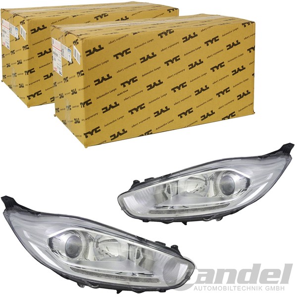 2Xtyc H7/H1 Scheinwerfer Links+Rechts Chrom FüR Ford Fiesta VI AB 11.12 Facelift-image