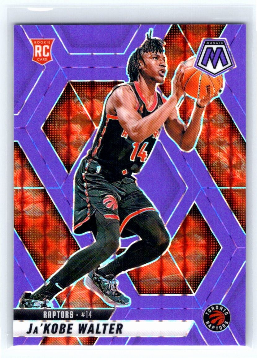 2024-25 Mosaic #234 Ja’Kobe Walter /249 Purple Fluorescent Mosaic Raptors RC