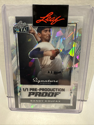 Sandy Koufax 2024 Leaf Metal Silver Cracked Ice Pre-Prod Proof 1/1 