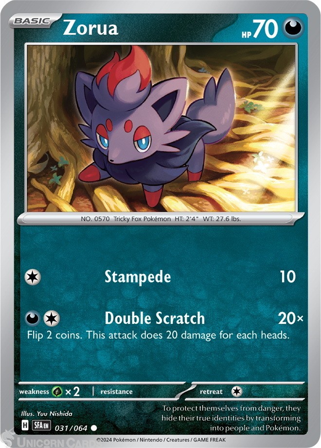 SFA-EN 031/064 Zorua : Reverse Holo Pokemon Card : Shrouded Fable