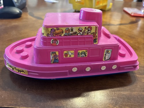 1983 McDonalds Happy Meal Behälter in Bootsform Spielzeug Ronald rosa blau