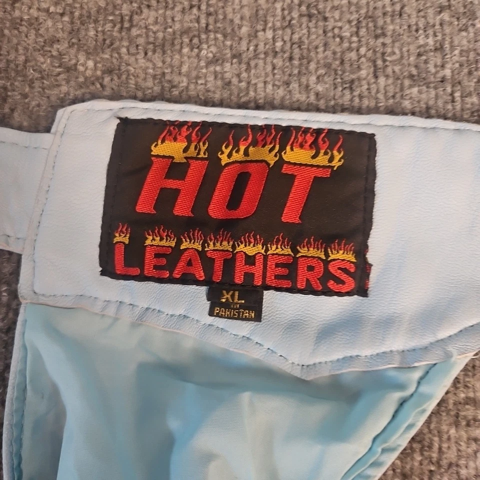 De colección Lo último Cuero Bebé Azul Motocicleta Chaps Mujeres XL Motociclista Años 80 Retro Foto 4 de 4