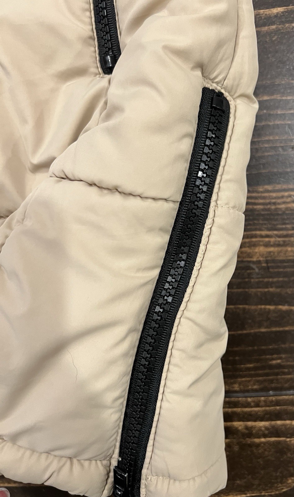 Reebok Kids Size 14 Cream/Tan Puffer Y2K Coat With Zip Off Hood thumbnail 5