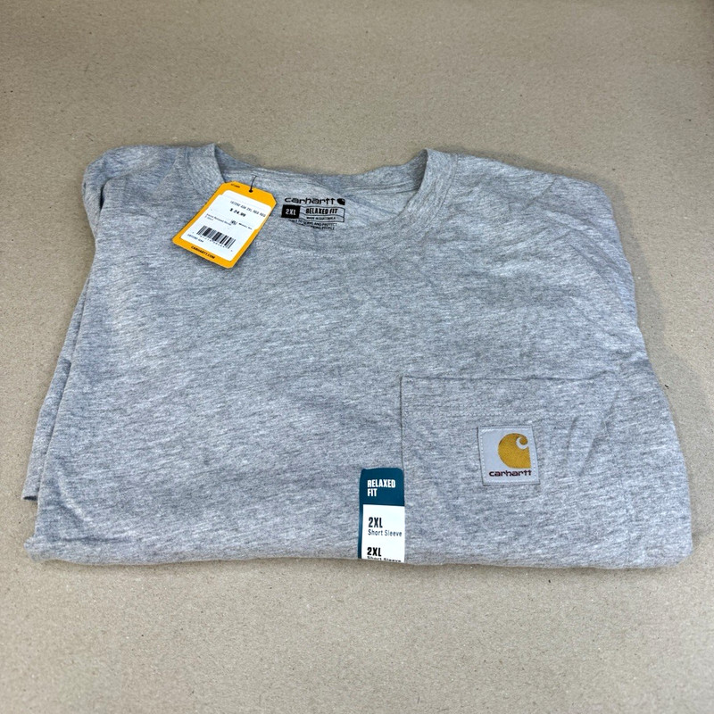 Carhartt Men's 2XL Relaxed Fit Pocket Crew Neck T-Shirt Gray Logo