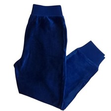 Polo Ralph Lauren Jogger Pants Kids 7 Blue Velour Logo Elastic Waist Cuffs