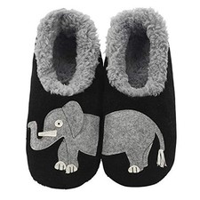 Pairable Slipper Socks - Slippers for Women, Non-Slip Fuzzy Medium Elephants