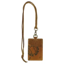 FC Goods Vertical ID Badge Holder and Lanyard - Made with Baseball Glove Leather
