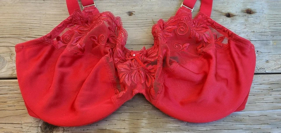 Sujetador 36DD Soma Floral Sensual Encaje Sin Forro Rojo Con Aros Foto 2 de 3