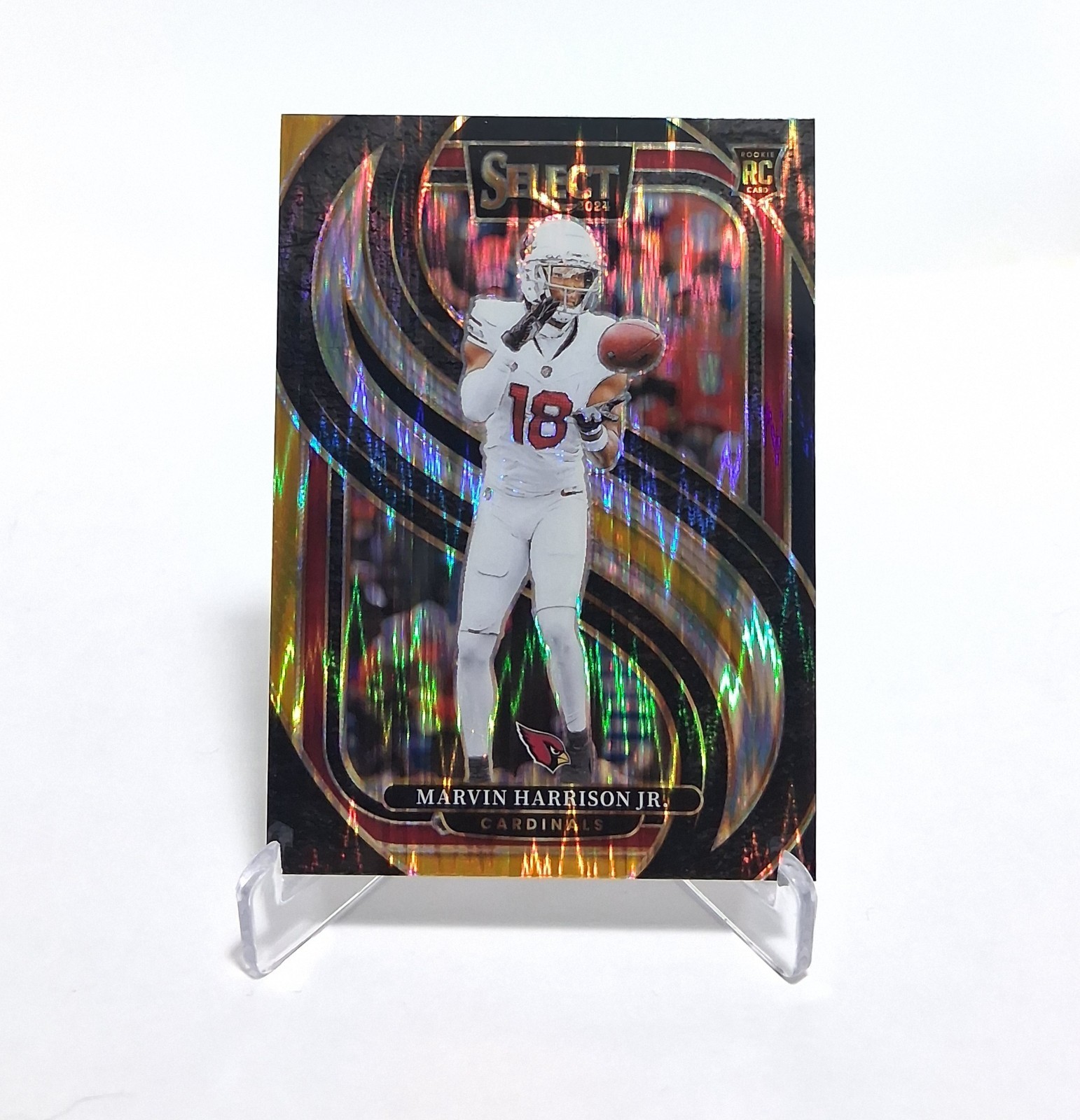 Marvin Harrison Jr. 2024 Panini Select #115 Black & Orange Prizm Shock-Cardinals