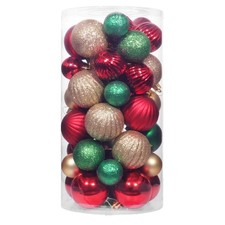 50ct Red Green Gold Christmas Ornaments Set, 2025 Shatterproof Christmas Tree...