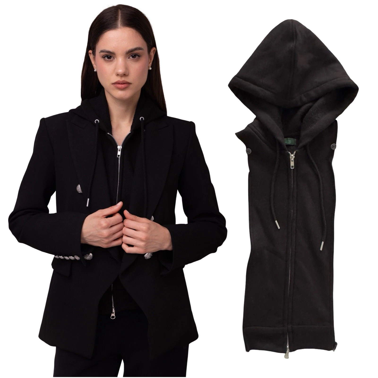 NWT Dickey Compatible with VERONICA BEARD Black Hoodie 00-14 BRUNNE