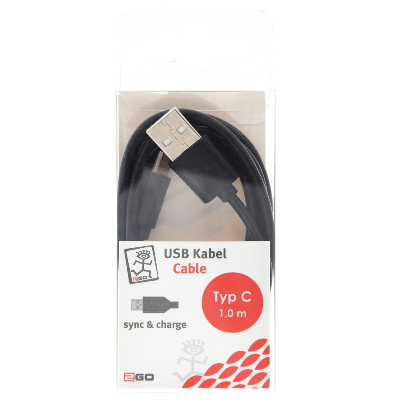 2GO Lade-/Datenkabel USB с разъемом USB-C 3.1 schwarz, 100 см