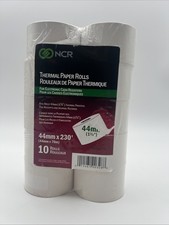 NCR 44mm x 230 ft Thermal Paper Rolls 1-3/4" Cash Register Paper 10 Pack