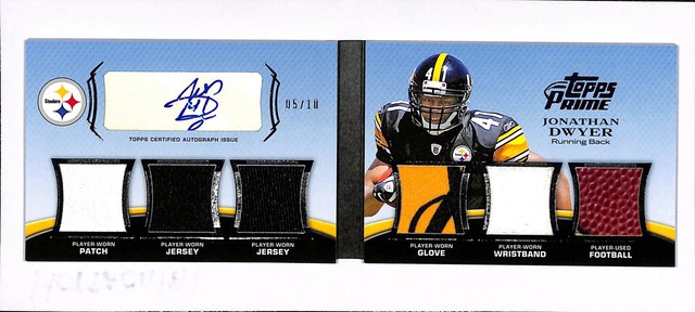 2010 Topps Prime Jonathan Dwyer Level 1 RC Patch Ball Auto Booklet #/10 Steelers