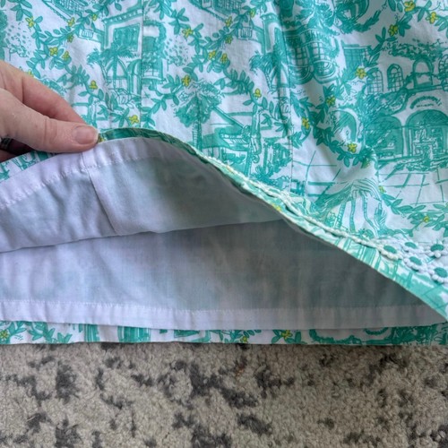 Vtg Lilly Pulitzer White Label Aqua Floral Travel Print Dress Size 14 - Picture 4 of 8