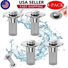 4Pack Pop Up Sink Drain Stopper Hair Catcher 304 Stainless Filter Fits 1.1"-1.3"
