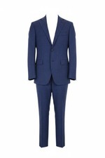 SUITSUPPLY Havana Men Suit UK36R Blue Checked 2pc Wool Silk Linen Slim I