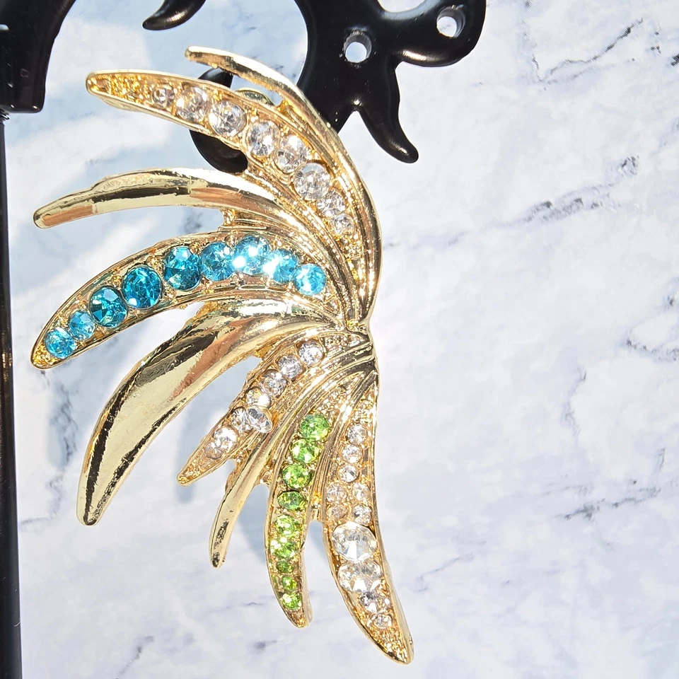 Luxus Damen Strass Ohrringe Vergoldet Türkis Grün Samba Ohrstecker Fasching #81 - Bild 2 von 4