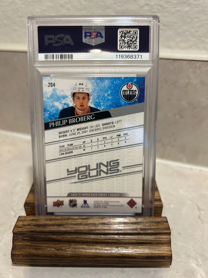 2020-21 UPPER DECK SERIES 1 PHILIP BROBERG YOUNG GUNS #204 PSA 9 MINT - Image 2 of 2
