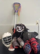 Lacrosse Lot Bad helmet Stick Gloves elbow Chest pads Medium/large men’s Cup