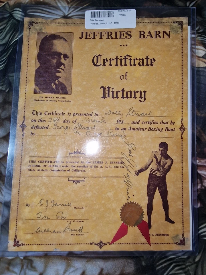 James J Jeffries Boxing Heavyweight Champion Original Hand Signed Document 1930 - Image 2 of 4