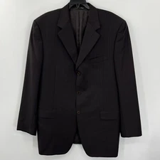 Canali Men's 54 Black Pinstripe Pure Wool Sport Coat Blazer Jacket