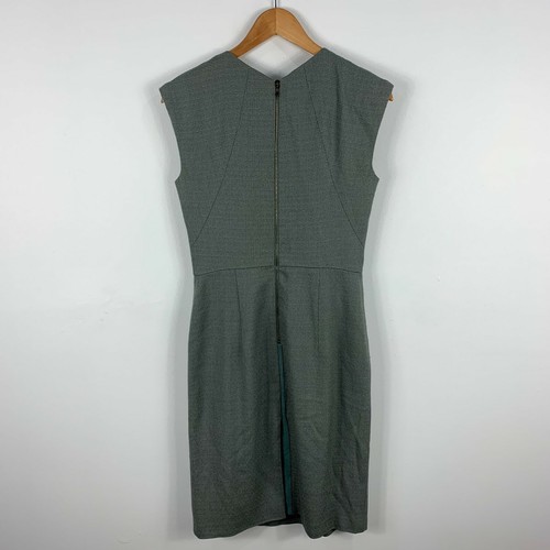 Willow Womens Dress Size 6 Green Wool Sleeveless Zip V-Neck Silk Lined 2325 - Picture 4 of 8