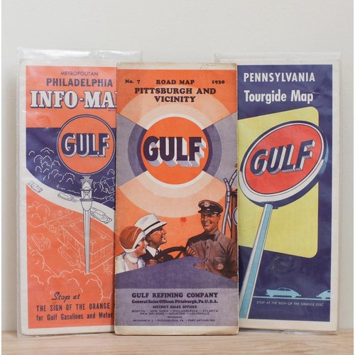 Set of 3 Gulf 1930s Pennsylvania Maps/ Metro Philly, Pittsburgh & PA Tour Guide - Picture 1 of 10