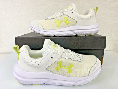 Under Armour Women's Size 8.5 Charged Assert 10 White Sonic Yellow 3026179-110