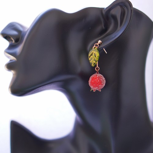 Granatapfel Ohrstecker Ohrringe Obst Schmuck Valentinstag Liebesgeschenk - Bild 7 von 8