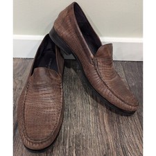 Donald J. Pliner Norin Brown Croc Embossed Leather Loafers Size 8.5