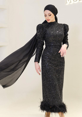 Black Sparkly Maxi Dress Long Sleeve Modest for Hijabi Muslim Wedding Dress | eBay Black Sparkly Maxi Dress Long Sleeve Modest for Hijabi Muslim Wedding Dress | eBay