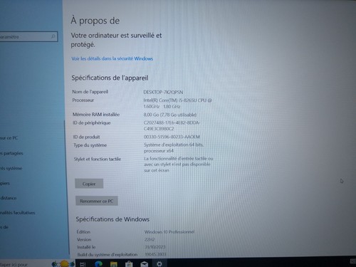 Ordinateur Portable DELL VOSTRO 5581 I5 8265U / 8 GO / 256GO SSD Full HD (4) - Photo 9/9