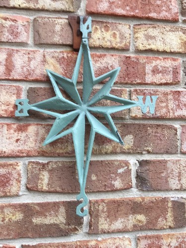 Turquoise Direction Star Cast Iron Wall Decor Nautical Hanging Decor - Picture 6 of 11