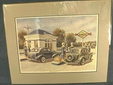 JACK SCHMITT CAR & GASOLINE ART - SUNOCO BLUE FUEL - FORD - BUICK - MATTED